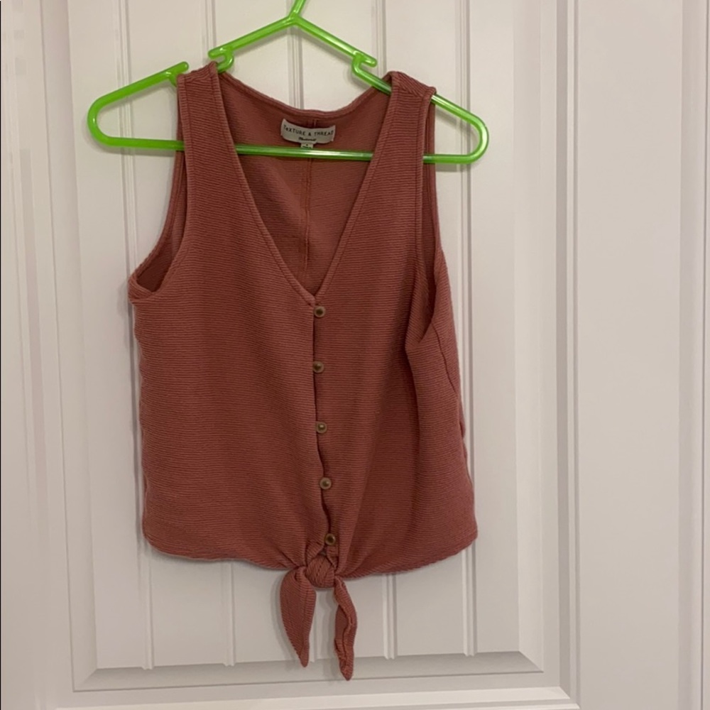 Madewell Dusty Rose Tie-Front Tank